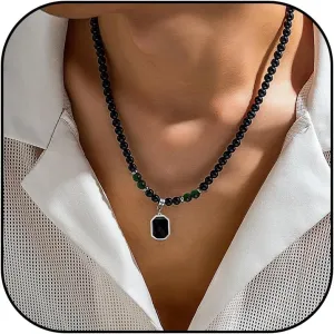 YANCHUN Necklace for Men Chains Puka Shell Black Beaded Necklaces Beach Seashell Necklace Jewelry for Men Birthday Father Day Gifts for Dad Husband