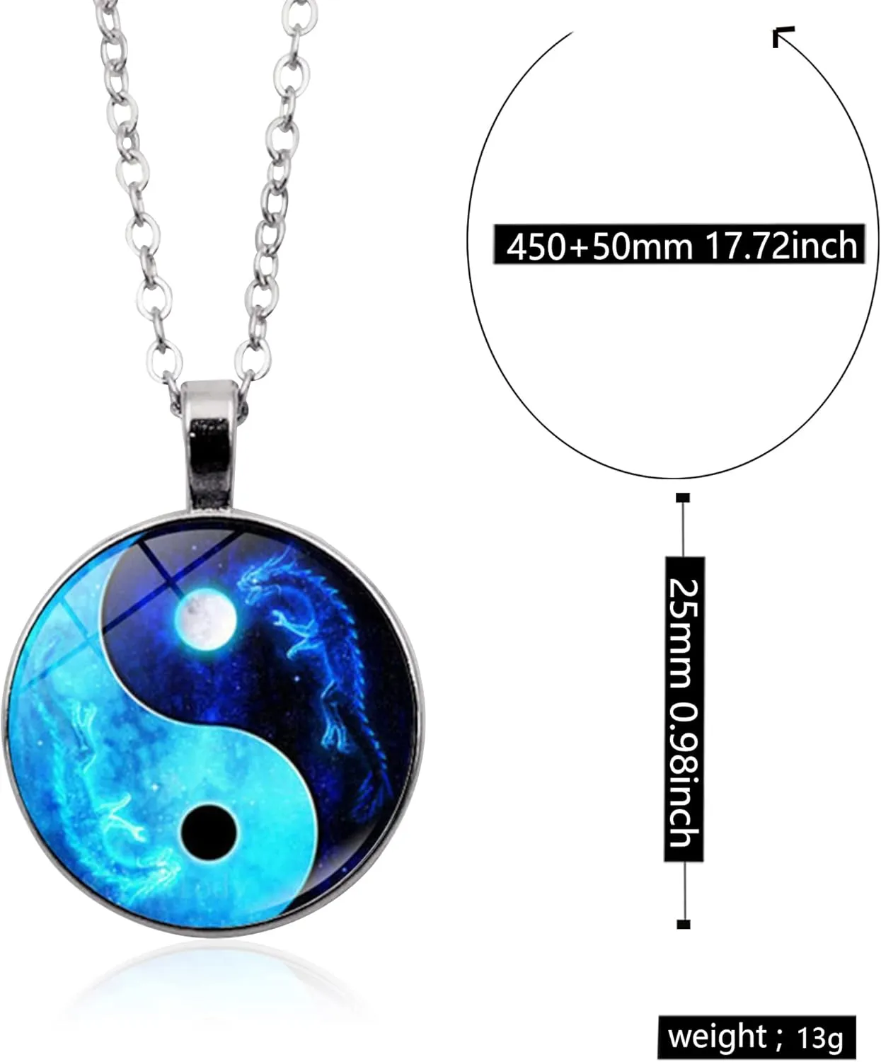 Yin Yang Pendant Necklace Chinese Philosophy Taoist Symbol Talisman Taichi Yoga Stainless Steel Charm Pendant Necklace Necklace for Women Men Valentines Birthday Thanksgiving Christmas