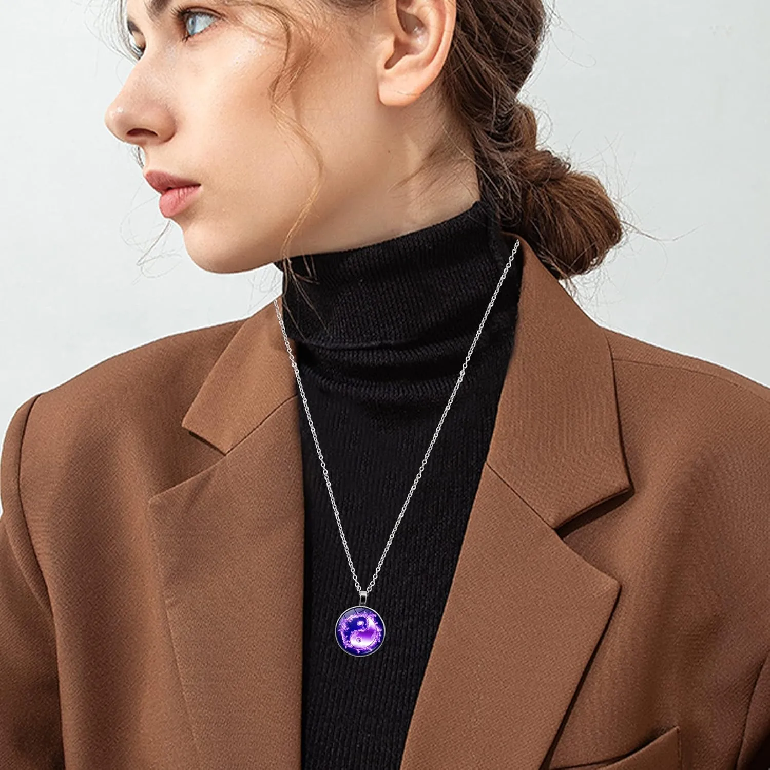 Yin Yang Pendant Necklace Chinese Philosophy Taoist Symbol Talisman Taichi Yoga Stainless Steel Charm Pendant Necklace Necklace for Women Men Valentines Birthday Thanksgiving Christmas