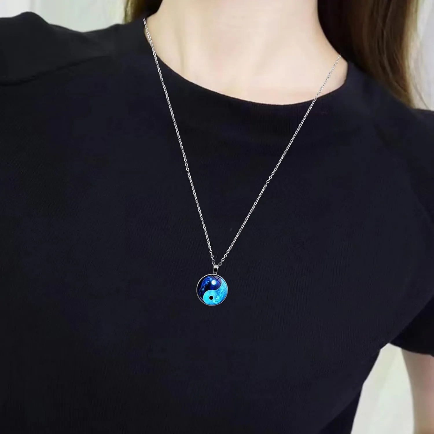 Yin Yang Pendant Necklace Chinese Philosophy Taoist Symbol Talisman Taichi Yoga Stainless Steel Charm Pendant Necklace Necklace for Women Men Valentines Birthday Thanksgiving Christmas