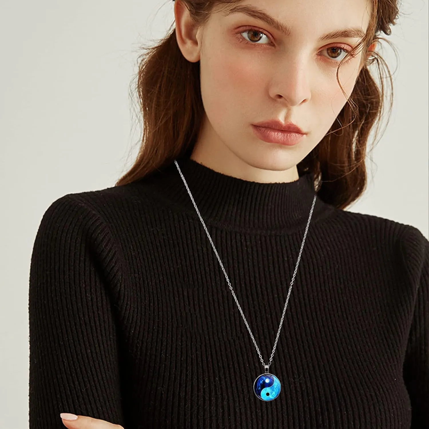 Yin Yang Pendant Necklace Chinese Philosophy Taoist Symbol Talisman Taichi Yoga Stainless Steel Charm Pendant Necklace Necklace for Women Men Valentines Birthday Thanksgiving Christmas