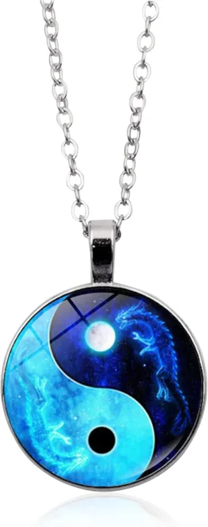 Yin Yang Pendant Necklace Chinese Philosophy Taoist Symbol Talisman Taichi Yoga Stainless Steel Charm Pendant Necklace Necklace for Women Men Valentines Birthday Thanksgiving Christmas
