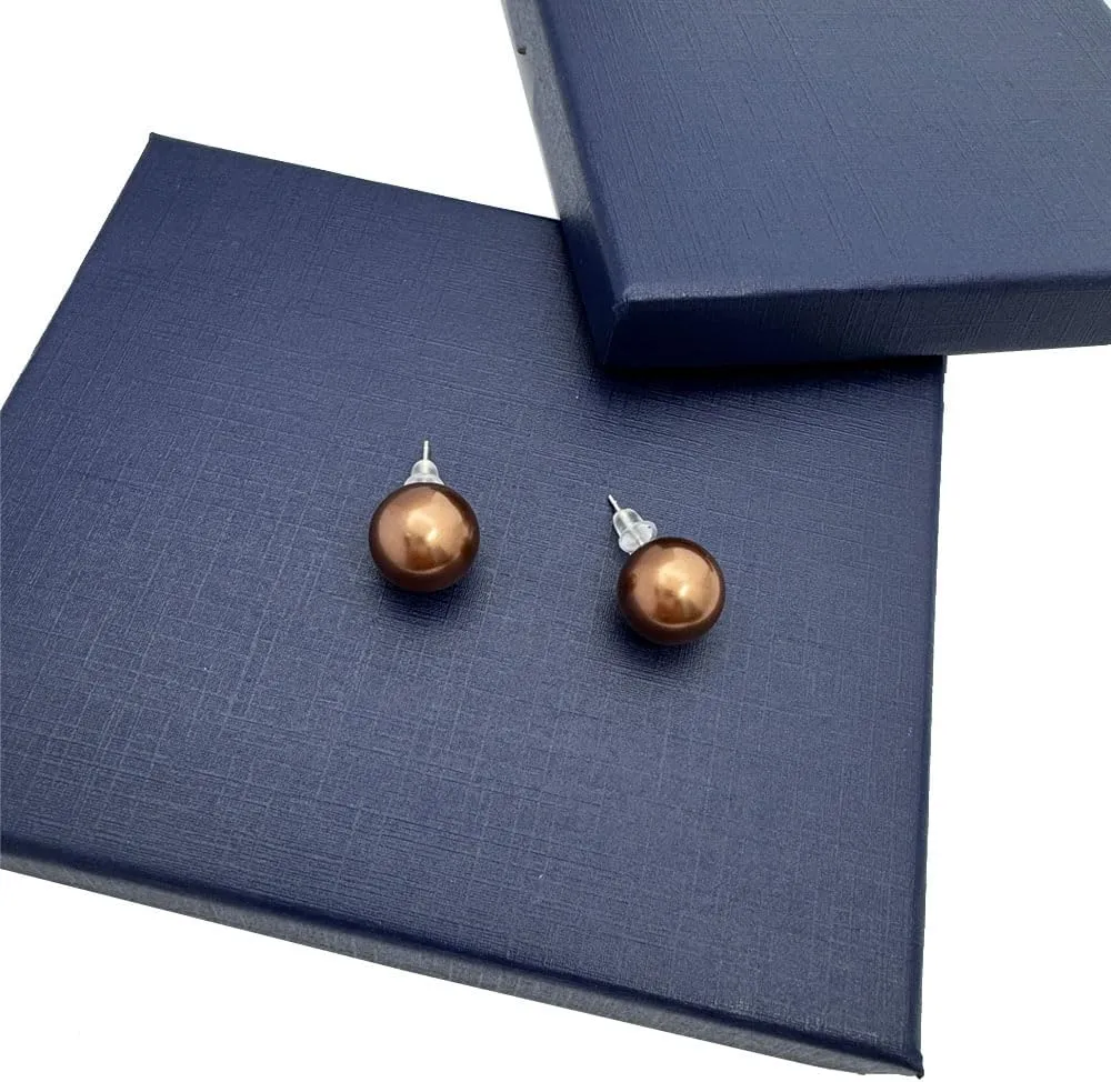 YING LAN 925 Sterling Silver Simulated Shell Pearl Earrings for Women,Classic Round Large Ear Studs
