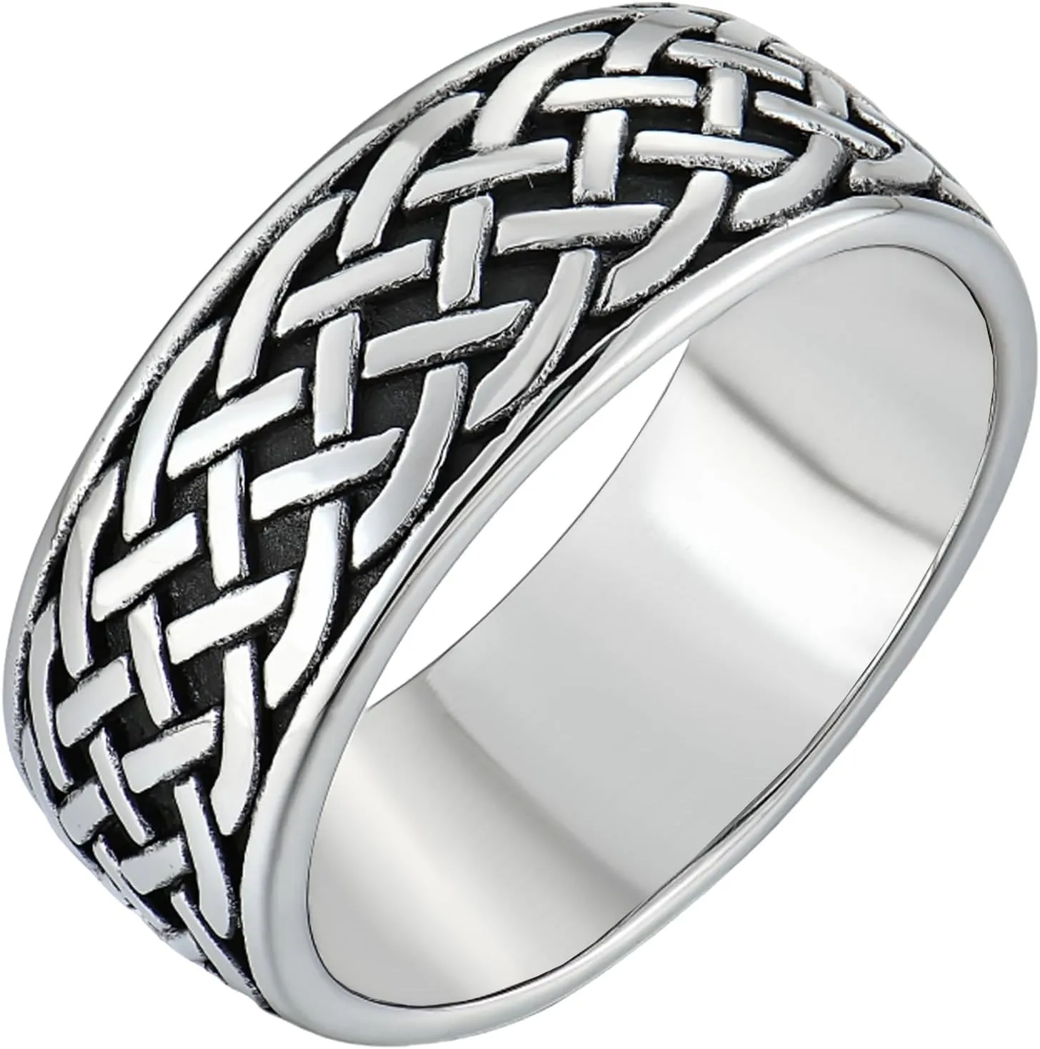 YL Men's Twisted Knot Rings Titanium Steel Celtic Knot Ring Infinity Wedding Band Vintage Statement Jewelry