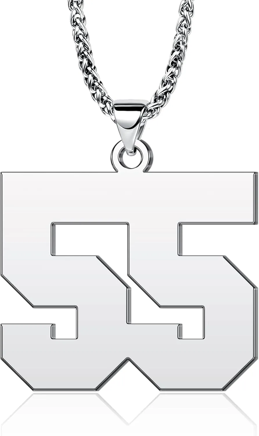YSAHan Lucky Number Necklace Personalized Customized Initial Sports Stainless Steel Pendant with 3mm Keel Link Chain Jewelry for Men Boys