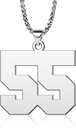 YSAHan Lucky Number Necklace Personalized Customized Initial Sports Stainless Steel Pendant with 3mm Keel Link Chain Jewelry for Men Boys