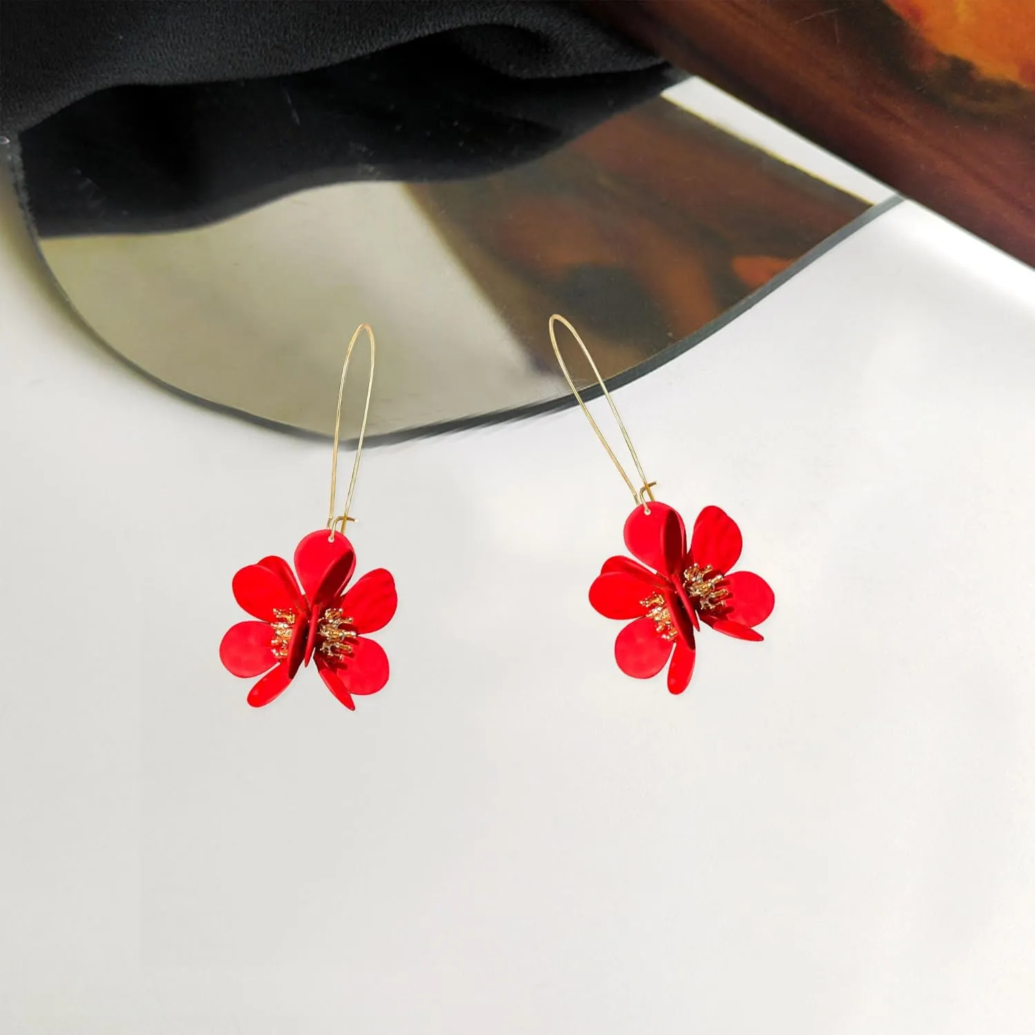 YUNXI Flower Cluster Hoop Earrings for Women Unique Handmade Floral Cute and Fun Flower Dangle Earrings for Women Gifts