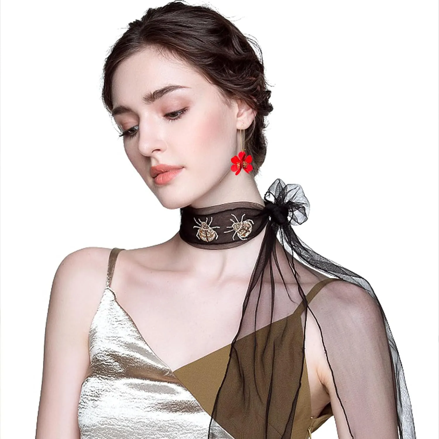 YUNXI Flower Cluster Hoop Earrings for Women Unique Handmade Floral Cute and Fun Flower Dangle Earrings for Women Gifts
