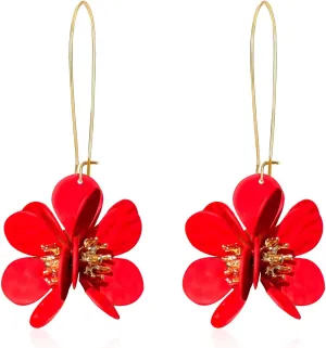 YUNXI Flower Cluster Hoop Earrings for Women Unique Handmade Floral Cute and Fun Flower Dangle Earrings for Women Gifts